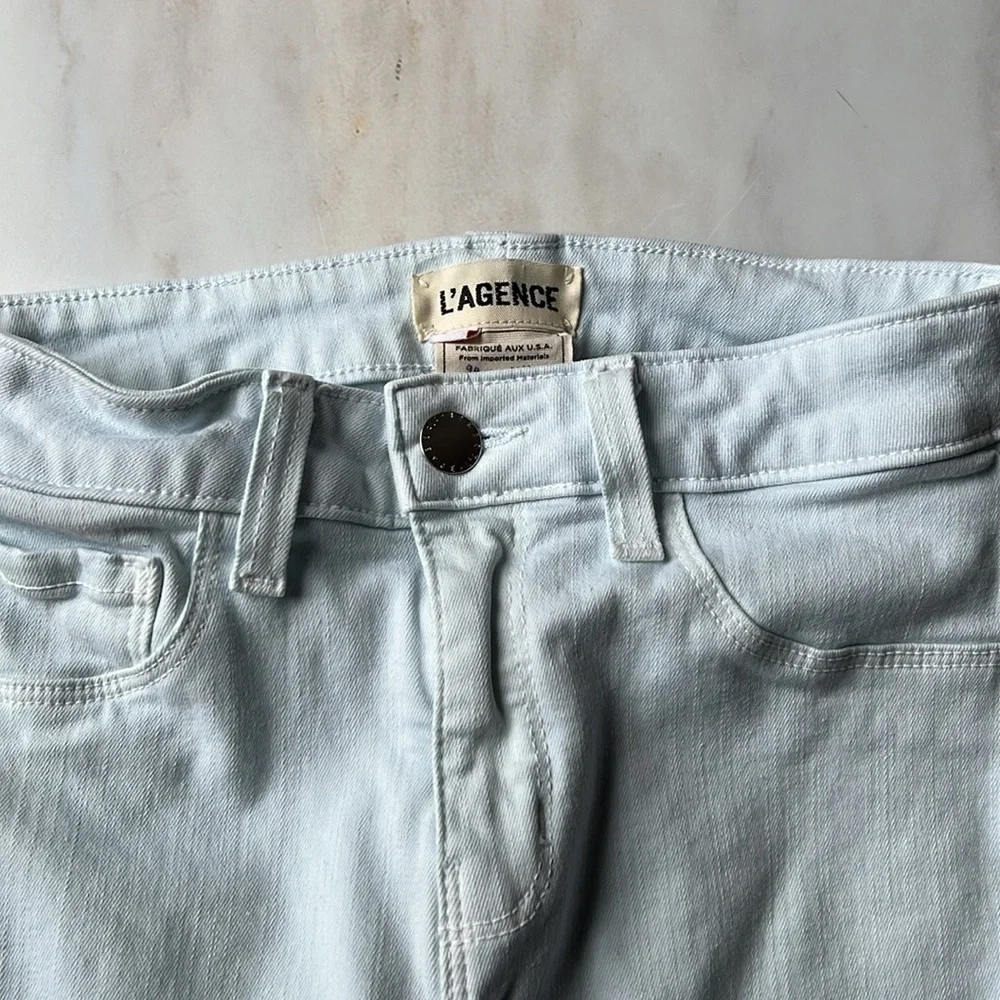 L'agence Margot High Rise Skinny Raw Hem Jeans in Blue Pastel! - Picture 6 of 9